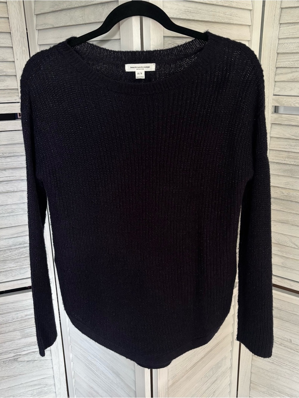 BeachLunchLounge Black Metallic Shimmer Sweater Small